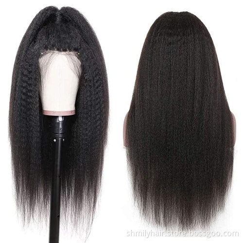 Swiss Lace Wig Vendors Wholesale 13*4 Full Virgin Brazilian Afro Kinky Straight Front Lace Human Hair Wigs For Black Women